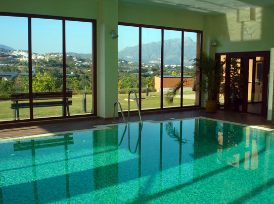 Indoor pool with views